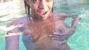 play Amateur bitch masturbates well in pussy by the pool as they love